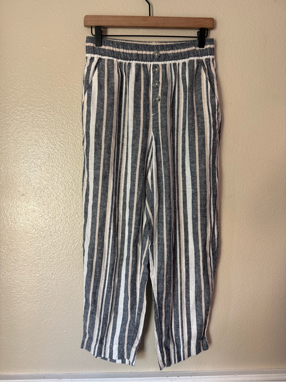 ❇️LOFT Women's Black & White Vertical Stripe Linen Blend Pants 2 for $22❇️